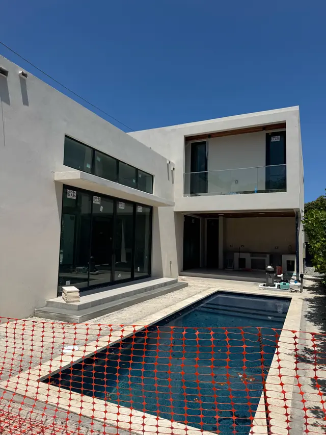 Project in progress: home with pool and impact sliding doors already installed